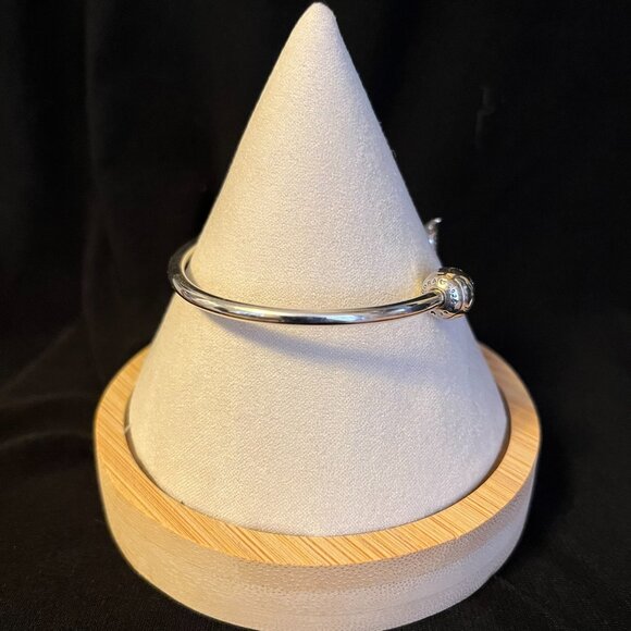 Sterling Silver Pandora Moments Moon & Stars Open Bangle Bracelet – Size Medium - Picture 3 of 13